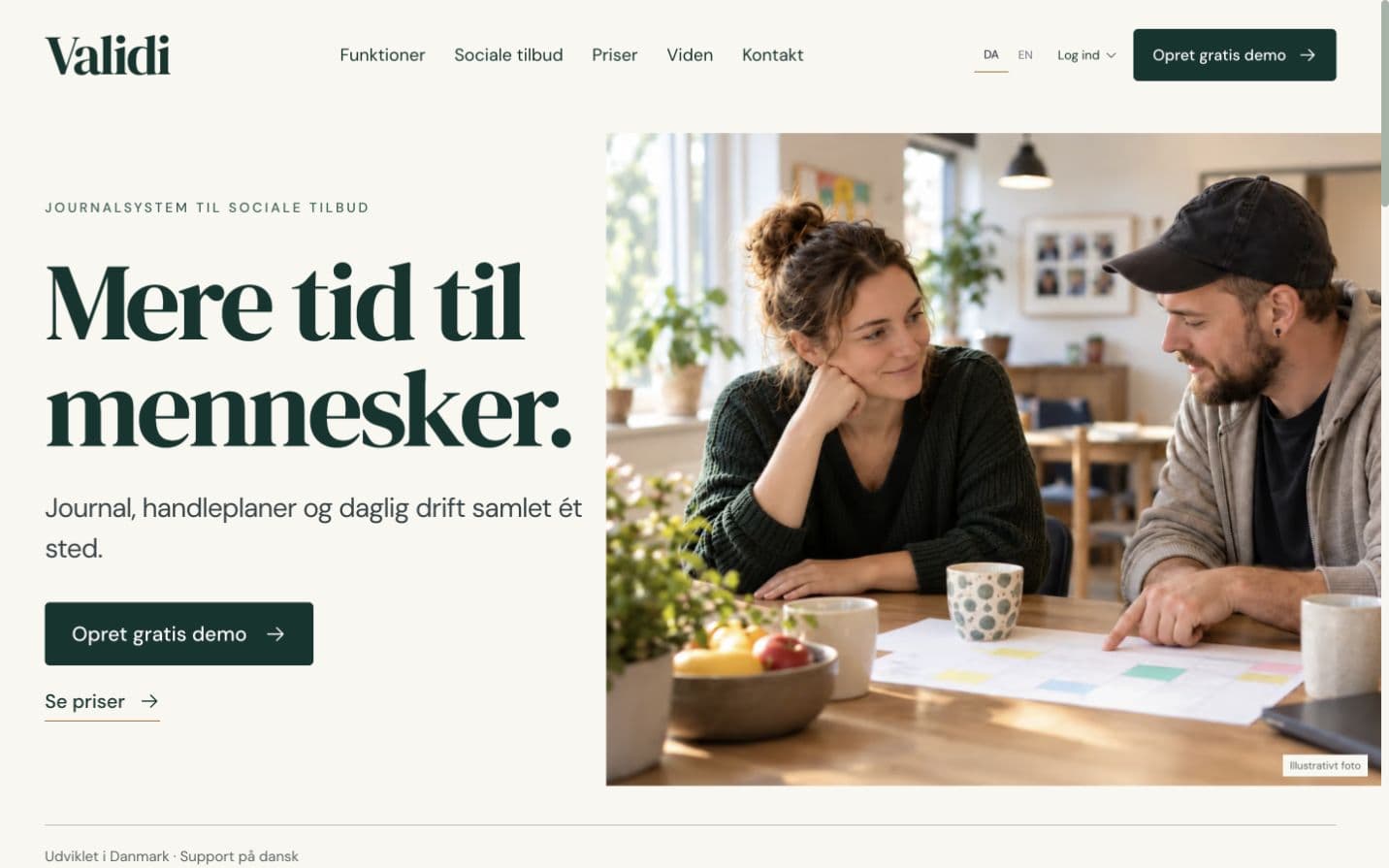 Validis webside til sociale tilbud